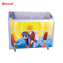 220V 110V Glass Top Ice Cream Chest Freezer With Lock And Key